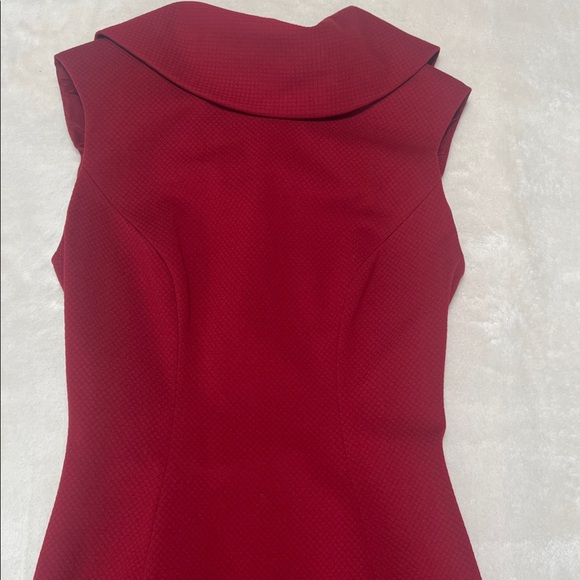 KAREN MILLEN Reverse Point Collar Pencil Dress – Deep Red – Size 2 – EUC - Picture 7 of 15
